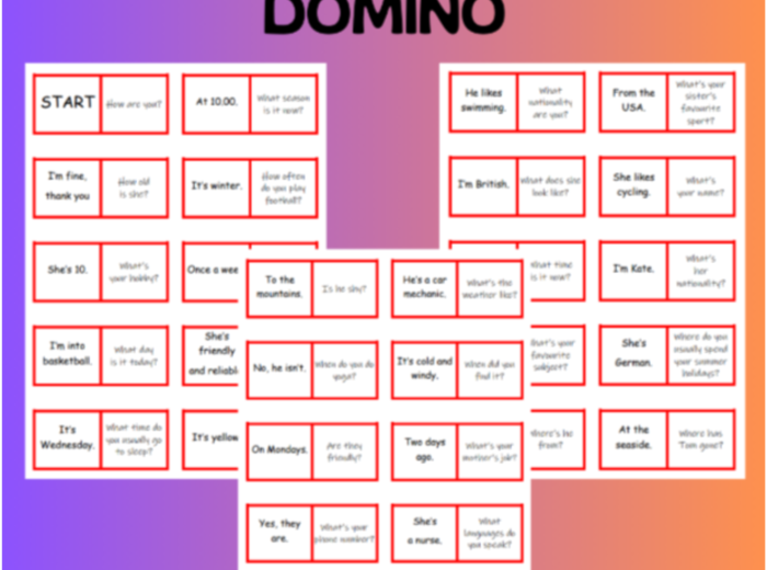 LANGUAGE FUNCTIONS / REAKCJE FUNKCJE JĘZYKOWE DOMINO