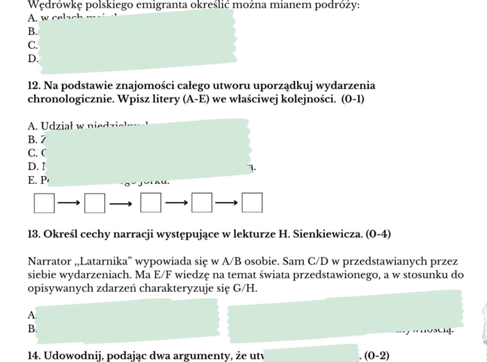 Latarnik Henryk Sienkiewicz - opracowanie do E8 + 15 przykładowych zadań egzaminacyjnych