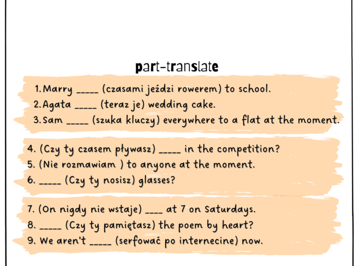 Tenses Speaking Set A1+/B2