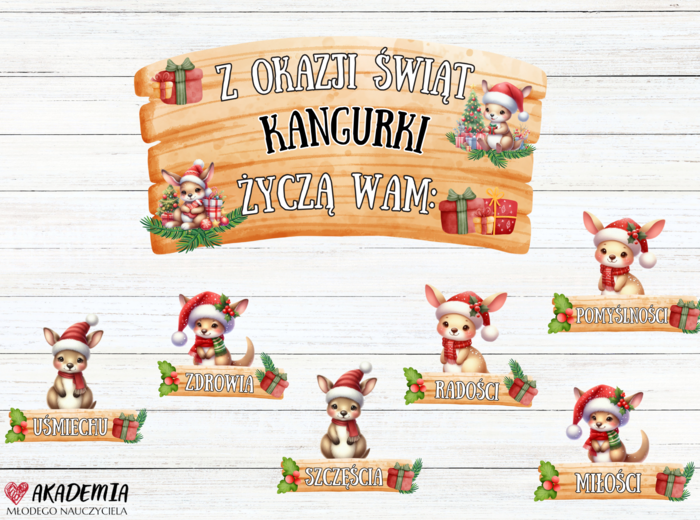 Zestaw życzeń świątecznych grupa kangurki