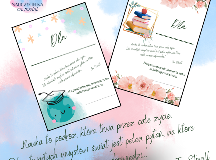 Wklejki, dedykacje do książek na koniec roku szkolnego 2024/2025