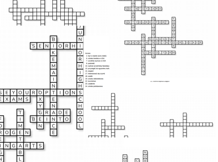 Brainy 7 – Unit 7 – krzyżówki – After-school clubs_School subjects/Other/School life