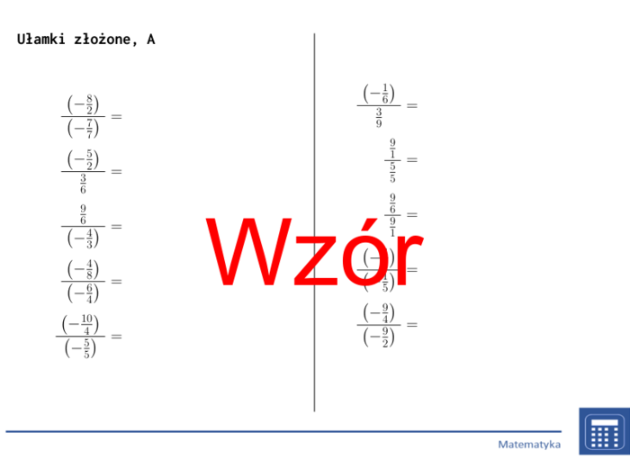 Ułamki złożone | matematyka | 26 kolumn