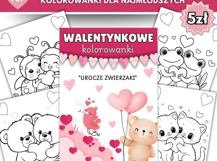 🩷❤️ Walentynkowe Kolorowanki "Urocze Zwierzaki" 🩷❤️ 25 stron
