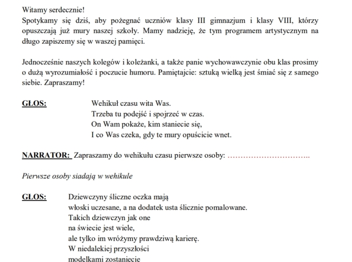 Pożegnanie absolwentów