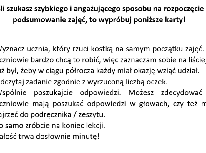 Powtórka na początek i podsumowanie zajęć