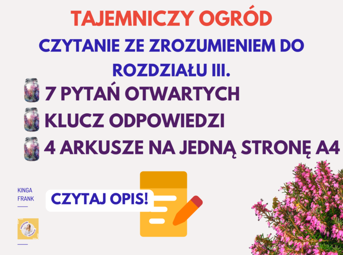 🎒📚 Tajemniczy ogród. Rozdział III. Przez wrzosowisko – czytanie ze zrozumieniem + klucz odpowiedzi! 📖🌿