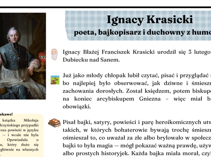 Ignacy Krasicki - atrakcyjna notatka biograficzna