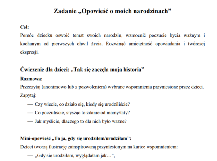 „Tak zaczęła się moja historia!” - projekt / innowacja własna