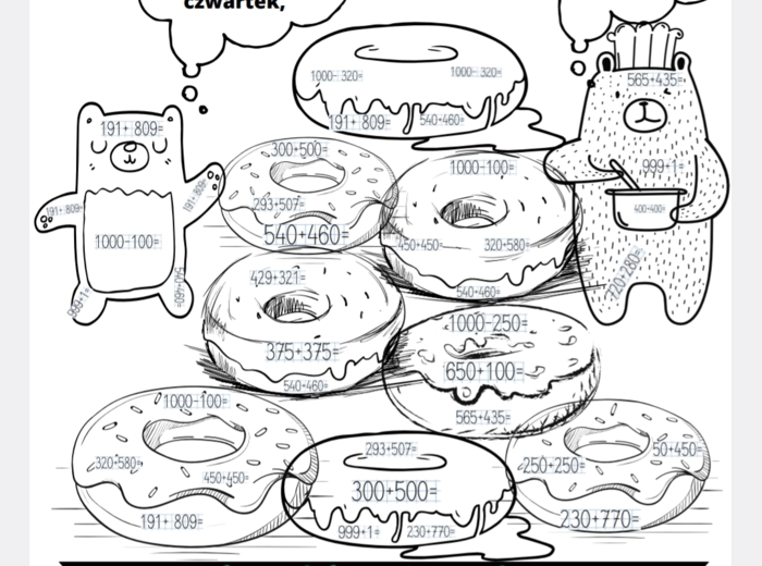 Tłusty czwartek - dodawanie i odejmowanie w zakresie 1000