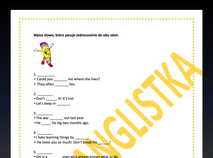 Duale - matura - 20 nowych par zdań do uzupełnienia+ klucz