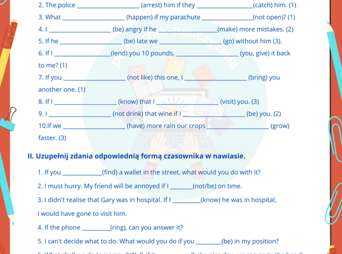 Okresy warunkowe, Zdania z if