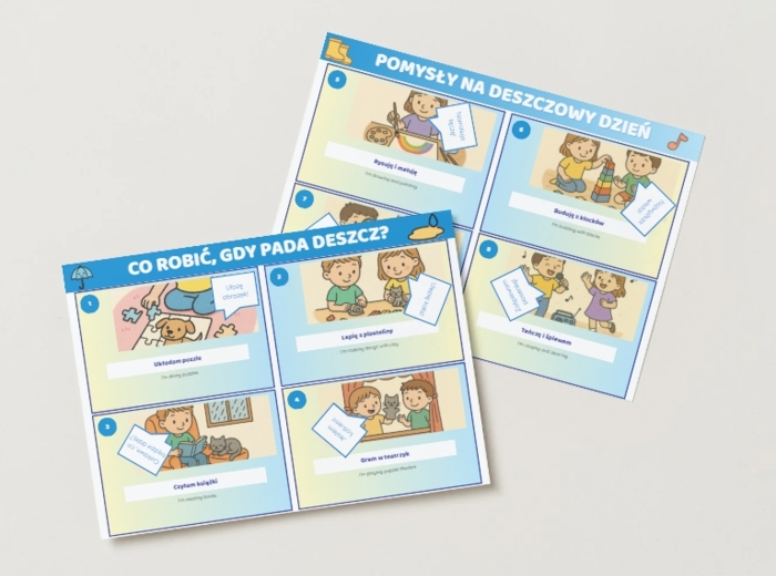 Karta obrazkowa „Co robić, gdy pada deszcz?”