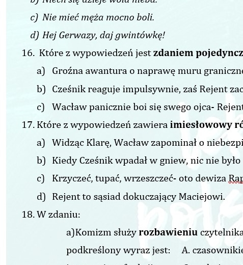 ZEMSTA ALEKSANDRA FREDRY - ZESTAW ZADAŃ JĘZYKOWYCH. Zbiór ćwiczeń dla uczniów klas 7-8