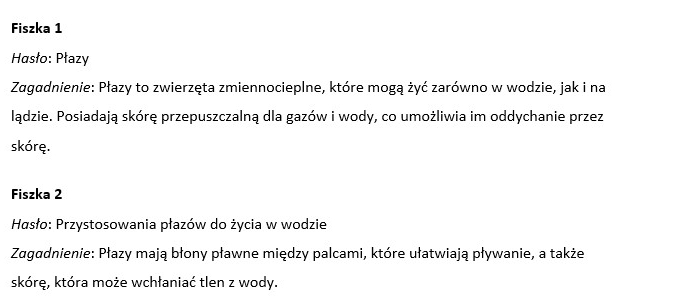 Fiszki- różnorodność życia (płazy i gady)