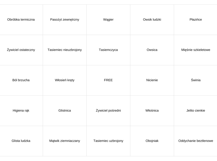 Bingo o pasożytach - płazińce i nicienie