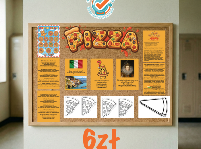 Dzień pizzy - Gazetka szkolna oraz kolorowanki