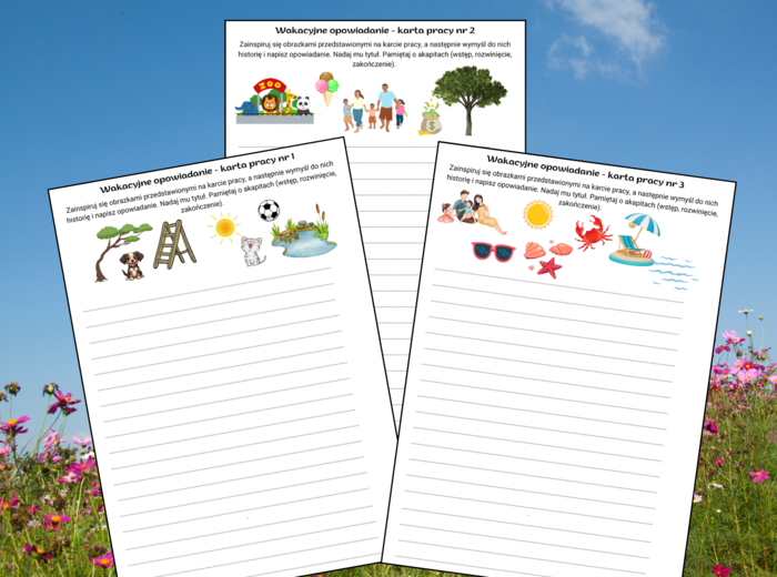 Wakacyjne OPOWIADANIE – karta pracy – ćwiczenia redakcyjne – wakacje - lato- wersja kolorowa