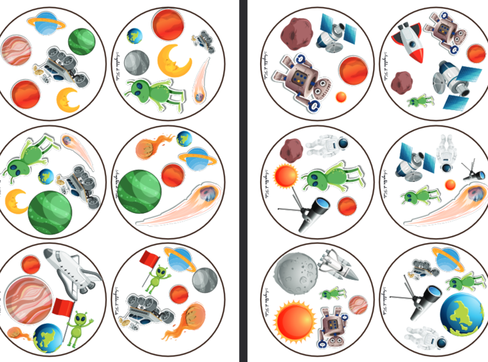 Space (kosmos) dobble gra / 66 kart