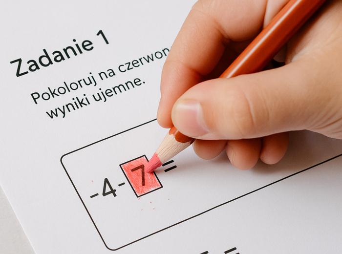 Karta pracy: Liczby całkowite – ćwiczenia z odejmowania