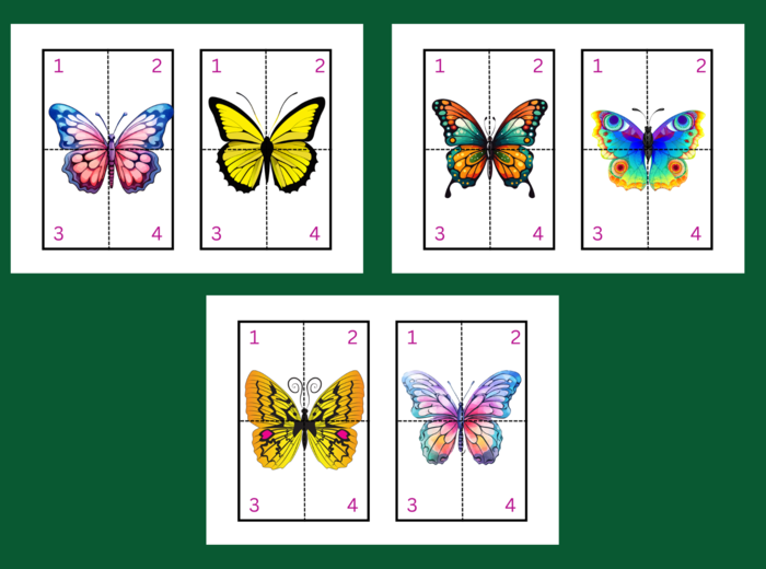 DZIEŃ MOTYLA – puzzle – układanka- układanki – WIOSNA - biblioteka – świetlica – przedszkole – 12 wersji
