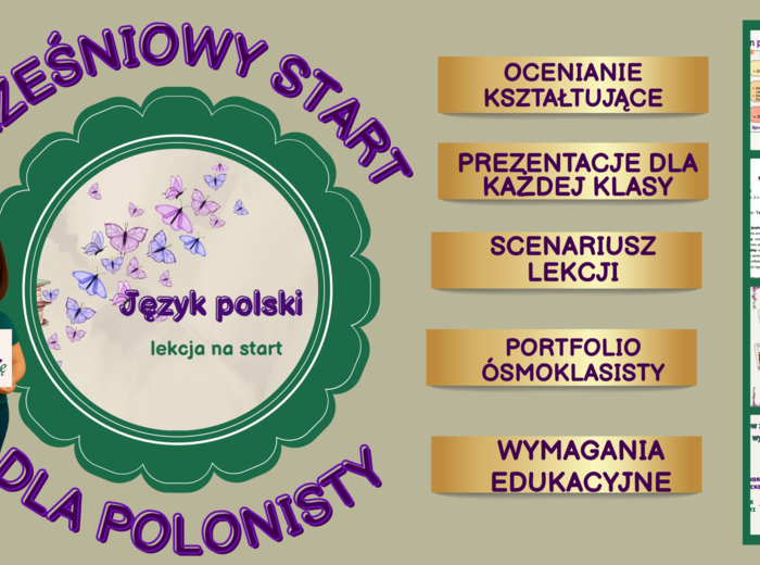 Wrześniowy start dla polonisty- scenariusz pierwszej lekcji IV-VIII, prezentacje, karty pracy, wymagania edukacyjne
