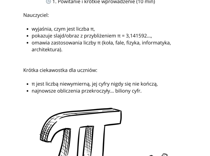 Dzień liczby Pi - scenariusz zajęć
