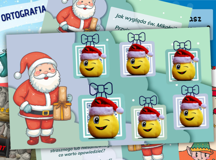 Mikołajki i Boże Narodzenie - karta pracy z grami (kody QR) i zadaniami