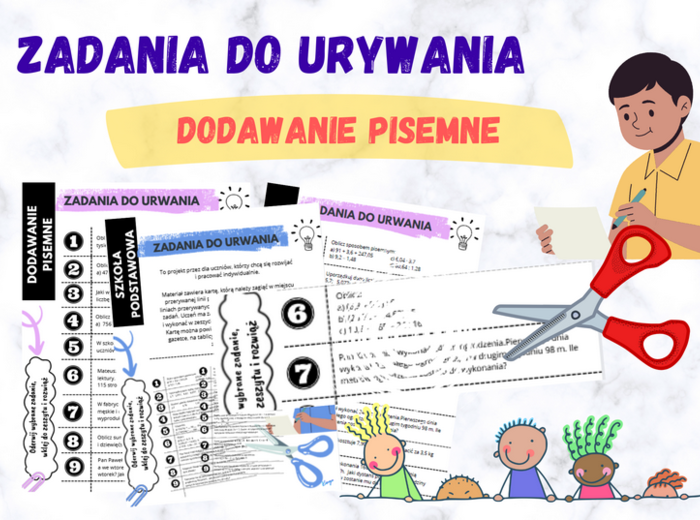 Zadania do urwania – dodawanie pisemne