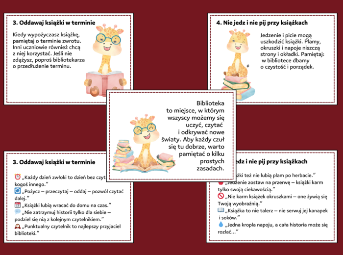 📚 Gazetka „Najważniejsze zasady zachowania w bibliotece” – 14 stron