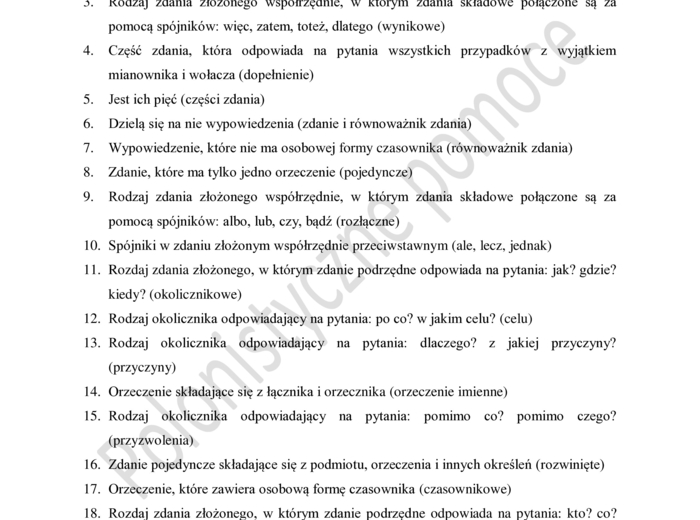 Wypowiedzenia - składnia. Gra Bingo