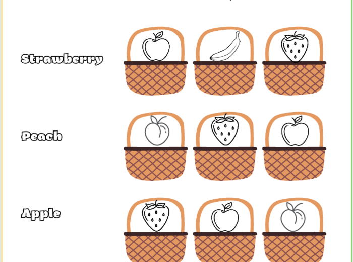 Fruits - karta pracy dla zerówki