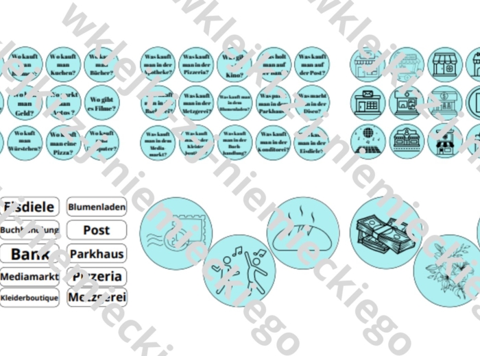 Gra: słownictwo - Miejsca w mieście - język niemiecki
