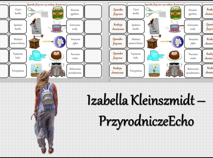 Notatka okienkowa/stacja zadaniowe/notatka/notatka graficzna/karta pracy/sketchnotka „Reakcja chemiczna czy zjawisko fizyczne?”, „Reakcja chemiczna a zjawisko fizyczne” w pdf. Chemia 7, dział „Substancje”. Materiał wykonany na podstawie podręcznika z wyd