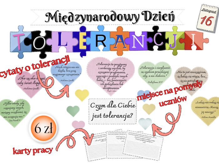 Dzień tolerancji - gazetka + karty pracy