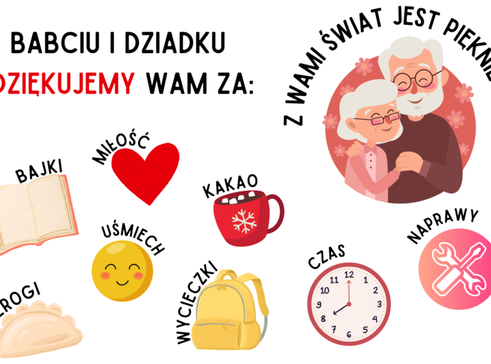 Gazetka ścienna na Dzień Babci i Dziadka | Dekoracja szkolna - możliwość własnej aranżacji