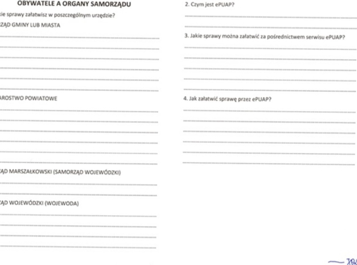 Obywatele a organy samorządu (karta pracy)