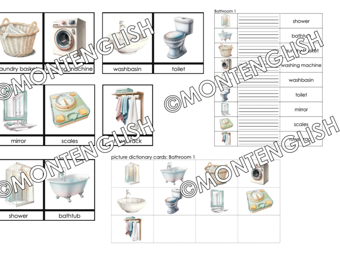 Zestaw kart obrazkowych: IN THE BATHROOM SET 1