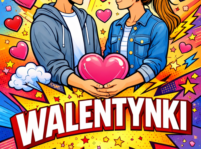 WALENTYNKI - plakat - kolorowanka XL + miniatura A4 (pop-art) - dekoracja - gazetka