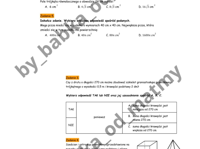 Zeszyt przygotowań do E8 z matematyki – geometria płaska i geometria przestrzenna