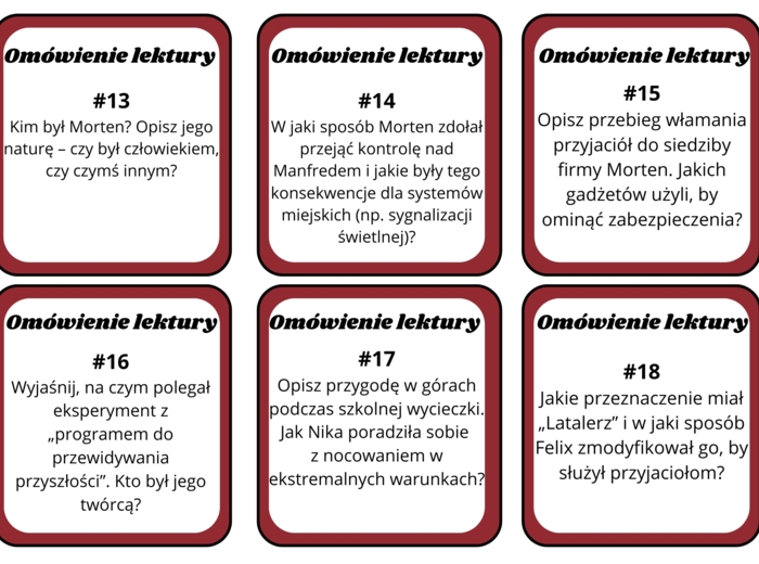 Felix, Net i Nika oraz Gang Niewidzialnych Ludzi - karty z pytaniami