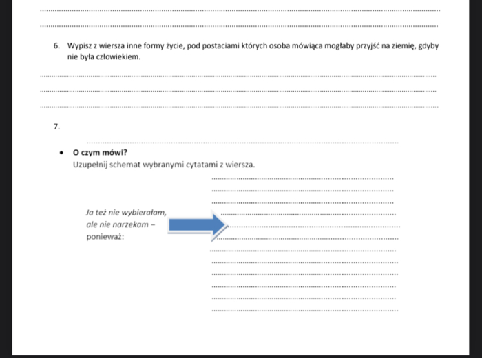 "W zatrzęsieniu" W. Szymborska - karta pracy