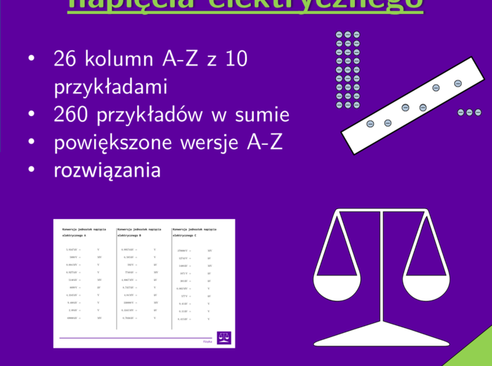 Konwersja jednostek napięcia elektrycznego | matematyka | 26 kolumn