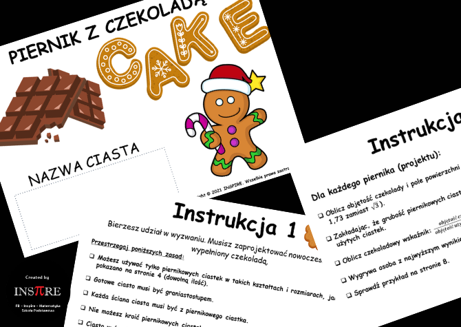 Projekt matematyczny: piernik z czekoladą - graniastosłupy - objętość i pole powierzchni. Math and Art Projekt