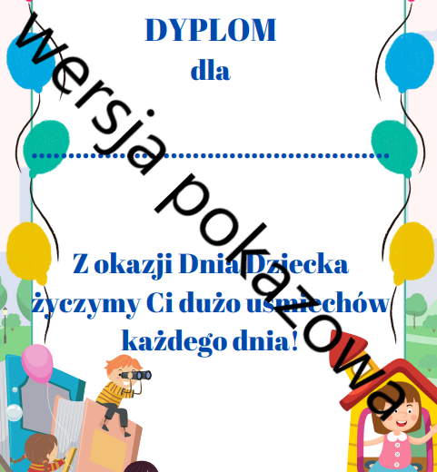 Dyplom na Dzień Dziecka