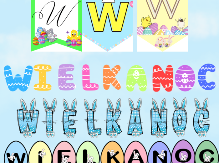 WIELKANOC - 6X NAPIS / GIRLANDA na gazetkę, dekorację