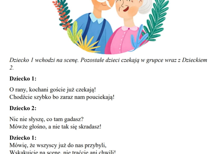 Scenariusz na Dzień Babci i Dziadka pt. "Dziadkowie, kochamy Was za to..."