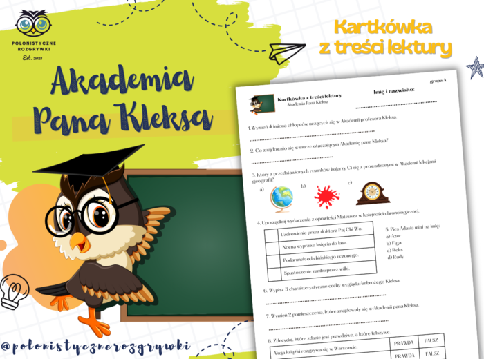 Akademia Pana Kleksa. Kartkówka z treści lektury
