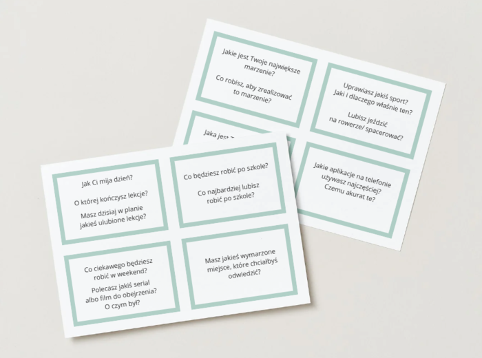 Karty do Small talk z uczniami. Szkolne "szybkie randki".