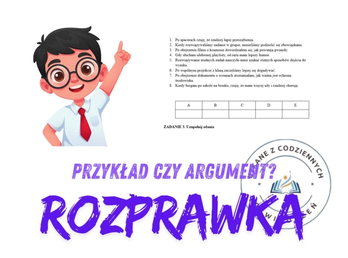 KARTA PRACY – ARGUMENT CZY PRZYKŁAD? Zestaw 2
